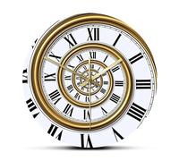 WBDWWTD Wall Clock 3D Effect Abstractionism Roman Spiral Acrylic Wall Clock Vintage Gyroidal Roman Numerals Printed Wall Hanging Watch Timepiece