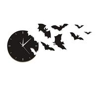 WBDWWTD Wall Clock A Bat Clock from The Escape Clock Halloween Bat Silhouette Wall Clock Scary Bat Symbols Home Decor Contemporary Black Wall Clock