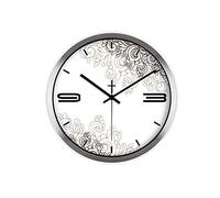WBDWWTD Wall Clock Art in Oriental Style Wall Clock Silent Clock 12 ‘Non-Ticking Baery Operated Round Clock (Silver Bezel)