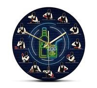 WBDWWTD Wall Clock Bartender Prepares Cocktails Barman at Work Profession Wall Clock Pub Bar Wall Sign Decor Wine Club Tapster Hanging Wall Watch
