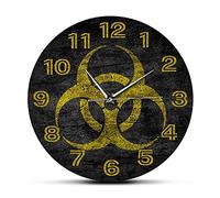 WBDWWTD Wall Clock Biohazard Symbol Silent Non-Ticking Wall Clock Laboratory Chemistry Decor Toxic Danger Symbol Warning Contamination Wall Watch