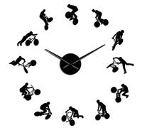 WBDWWTD Wall Clock BMX Cyclist Exclusive Wall Clock Biker Sport Fashion Home Decor Large Clock Watch Mirror Mute Cool Wall Art