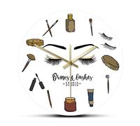 WBDWWTD Wall Clock Brows Lashes Studio Silent Quartz Wall Clock Cosmetology Wall Art Decor Lash Business Wall Watch Esthetician Lash Lady Gift Idea