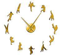 WBDWWTD Wall Clock Capoeira Art Large Wall Clock Brazilian Martial Art Capoeiristas Silhouettes Mirror Clock Watch Sport Home Decor