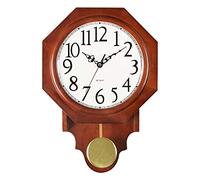WBDWWTD Wall Clock Chinese Style Solid Wood Wall Clock Creative Household Mute Clock Living Room Pendulum Clock Large Font Wall Clock