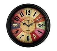 WBDWWTD Wall Clock Color Digital Wall Clock European Retro Clock American Style for Living Room Kitchen Quartz Clock，16 Inch (16 Inch)