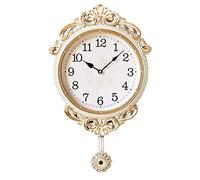 WBDWWTD Wall Clock European Pastoral Large Pendulum Clock Home Living Room Decoration Mute Wall Clock Quartz Clock,Silver (Gold)