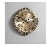 WBDWWTD Wall Clock European Style Luxury Clock Living Room Large Wall Clock Carved Decorative Clock Arabic Numerals Large Wall Clock (B)
