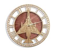 WBDWWTD Wall Clock F-4 Phantom II Fighter-Bomber Airplane Wooden Wall Clock Supersonic Jet Interceptor Aircraft Wall Watch Aviatiors Home Décor