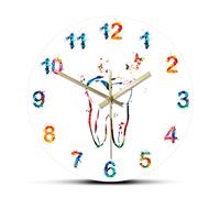 WBDWWTD Wall Clock Fashion Printed Colorful Tooth with Butterflies Acrylic Wall Clocks Dental Health Minimalist Quartz Mute Wall Clock
