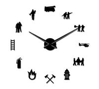 WBDWWTD Wall Clock Firemen Hydrant Exclusive Large Wall Clock Extinguisher Fire Fighting Truck Fire Department Decor Fire Tools Clock Watch
