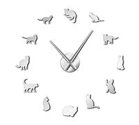 WBDWWTD Wall Clock Frameless Cats Silhouette Wall Art Clock Watch Kittens 3D Wall Clock Playful Cat Shape Big Needles Girl Room Kit Decoration