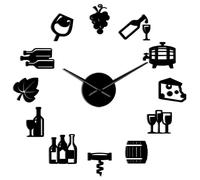 WBDWWTD Wall Clock Grapes Wine Alcohol 3D Wall Clock Quiet Sweep Wine Lover Kitchen Wall Decor Acrylic Mirror Effect Clock Watch Creative Show
