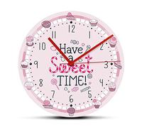 WBDWWTD Wall Clock Have A Sweet Time Desserts Theme Wall Clock for Bakery Kitchen Girl Room Wall Art Sweetmeats Hanging Wall Watch