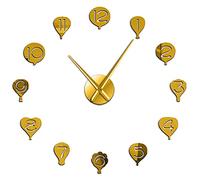 WBDWWTD Wall Clock Hot Air Balloon with Arabic Numerals Wall Art Stickers Giant Wall Clock Nursery Home Decor Frameless Quiet Sweep Wall Watch
