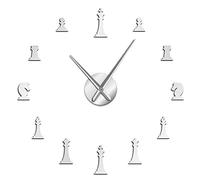 WBDWWTD Wall Clock International Chess Hobby Chess Lover Frameless 3D Effect Wall Clock Chess Figures Wall Art Decor Clock with Mirror Effect