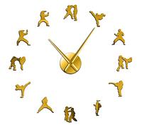 WBDWWTD Wall Clock Karate Taekwondo Large Wall Clock Athlete Fighting Mirror Wall Stickers Wall Watch Clocks Living Room Decoration Horologe