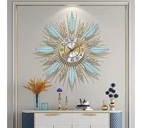 WBDWWTD Wall Clock, Large Metal Sunburst Battery Clock Non Ticking Non-Third Quartz Movement, Wall Clock of Decoration (4)