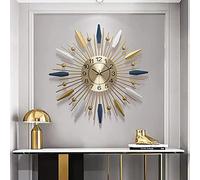 WBDWWTD Wall Clock, Large Metal Sunburst Battery Clock Non Ticking Non-Third Quartz Movement, Wall Clock of Decoration (1)