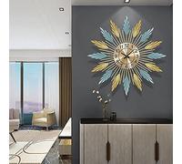 WBDWWTD Wall Clock, Large Metal Sunburst Battery Clock Non Ticking Non-Third Quartz Movement, Wall Clock of Decoration (2)