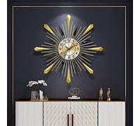 WBDWWTD Wall Clock, Large Metal Sunburst Battery Clock Non Ticking Non-Third Quartz Movement, Wall Clock of Decoration (3)