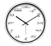WBDWWTD Wall Clock Mathematics Formula Learning Wall Clock Creative Personality Mathematics Formula School Training Clock (Silver Frame B 14 Inches)