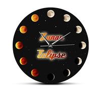 WBDWWTD Wall Clock Moon Lunar Eclipse Wall Clock Moon Phases Space Home Décor Art Supermoon Wall Hanging Quiet Clock for Living Room Bedroom