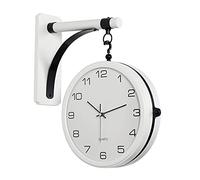 WBDWWTD Wall Clock Non-Ticking Silent Quartz Decro Clock Creative Retro Wooden Double-Sided Wall Decor for Kitchen Bedroom (White a)
