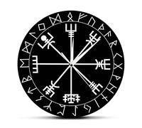 WBDWWTD Wall Clock Norse Rune Compass Unique Quartz Wall Clock Vikings Vegvisir Symbol Runes Acrylic Wall Watch Gift for Him Vegvisir Compass Clock