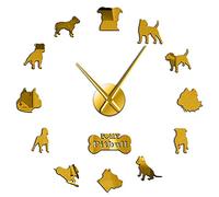 WBDWWTD Wall Clock Pitbull Laser Cut 3D Mute Wall Clock Dog Puppy Animals Acrylic Clock Wall Stickers for Living Room Gifts for Pitbull Lovers
