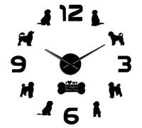 WBDWWTD Wall Clock Portuguese Water Dog Large Wall Clock Watch Clocks 3D Acrylic Mirror Stickers Horologe Portie PWD Geek Decoration Wall Watch