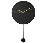 WBDWWTD Wall Clock Round Decorative Wall Clocks for Living Room， Natural Marble Wall Clock Art Creative Wall Pendulum Watch， Mute Ticking Wall Hanging Clock (Black M)
