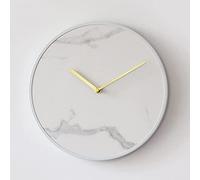 WBDWWTD Wall Clock Round Decorative Wall Clocks for Living Room， Natural Marble Wall Clock Art Creative Wall Pendulum Watch， Mute Ticking Wall Hanging Clock (White S)