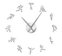 WBDWWTD Wall Clock Running Race Athlete Portrait Self Adhesive 3D Wall Clock Footrace Sportsman Track and Field Theme Frameless Clock Watch