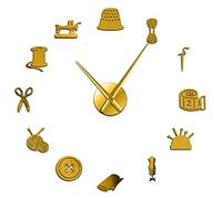 WBDWWTD Wall Clock Sewing Instruments Tools Giant Wall Clock Seamstress Designer Mirror Effect Wall Art Room Decor 3D Frameless Clock Watch