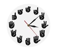 WBDWWTD Wall Clock Sign Language Wall Clock Unique Handmade Clock Wall Decor Gift for Teacher Classroom Teaching Aid for Telling Time