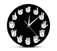 WBDWWTD Wall Clock Sign Language Wall Clock Unique Handmade Clock Wall Decor Gift for Teacher Classroom Teaching Aid for Telling Time