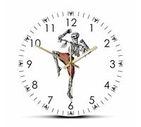 WBDWWTD Wall Clock Skeleton Muay Thai Fighter Wall Clock Kickboxing Ninja Silent Clock Wall Watch Skull Thai Boxing Martial Arts Room Decor
