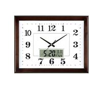 WBDWWTD Wall Clock Solid Wood Square Wall Clock HD LCD Display Wall Clock Bedroom Kitchen Silent Clock 18 Inches Easy to Read Home/Office/School Clock (B)