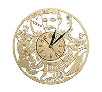 WBDWWTD Wall Clock Stay Sharp Barber Shop Sign Logo Handmade Wooden Wall Clock Beauty Salon Art Wall Watch Timepiece Hair Professional Stylist Gift
