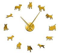 WBDWWTD Wall Clock Terrier Dog Wall Art 3D Wall Clock Pet Animals Shop Size Adjustable Creative Show Dogs Breed Pug Big Needle Clock Watch