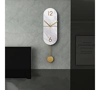 WBDWWTD Wall Clock with Pendulum， Non-Ticking Silent Creative Minimalist Decorative Wall Clocks， Marble Metal Pointer Clocks for Home Living Room (64.5cm)