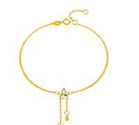 WBDWWTD Women's 18K Yellow Gold Anklets Bracelet Cherry Blossoms 24 CM