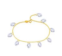 WBDWWTD Women's 18K Yellow Gold Anklets Bracelet Crystals Crystal 24 CM