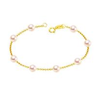 WBDWWTD Women's 18K Yellow Gold Anklets Bracelet Pearls 24 CM