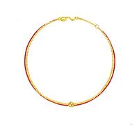 WBDWWTD Women's 18K Yellow Gold Anklets Bracelet Red Rope Bead 24 CM