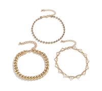 WBDWWTD Womens Ankle Bracelets, Anklets Gold Plated Curb Chain Heart Cubic Zirconia Anklet Foot Jewelry 27CM