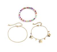 WBDWWTD Womens Anklets Gold Plated Butterflies Beads Chain Ankle Bracelet Charm 27CM
