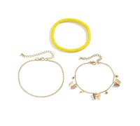 WBDWWTD Womens Anklets Gold Plated Butterflies Beads Chain Ankle Bracelet Charm 27CM