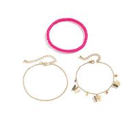 WBDWWTD Womens Anklets Gold Plated Butterflies Beads Chain Ankle Bracelet Charm 27CM